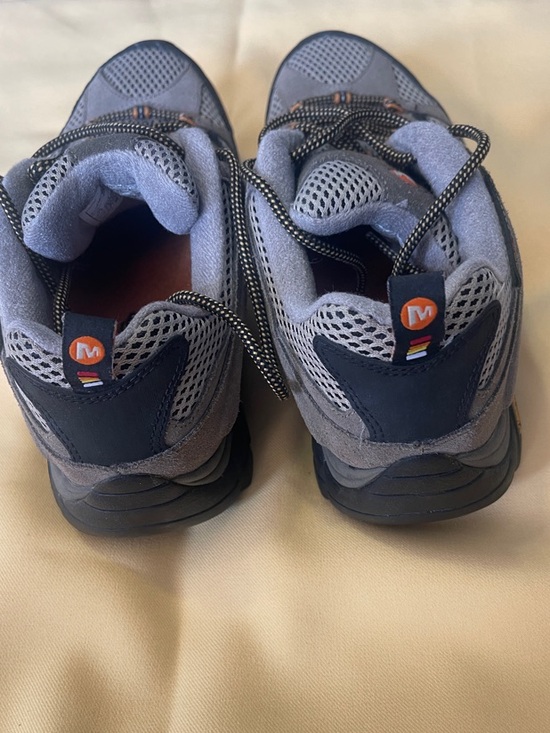 Merrell Men's size 11.5 Gray and Black Hiking Boots with Orange Accents - Picture 4 of 5